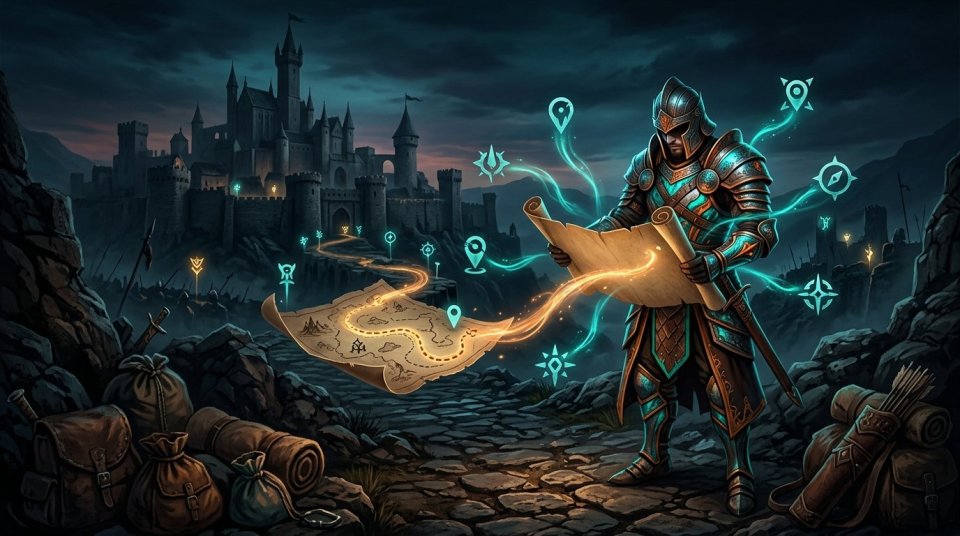 Knight Online görev takibi yapan oyuncunun masa başı çalışma alanı