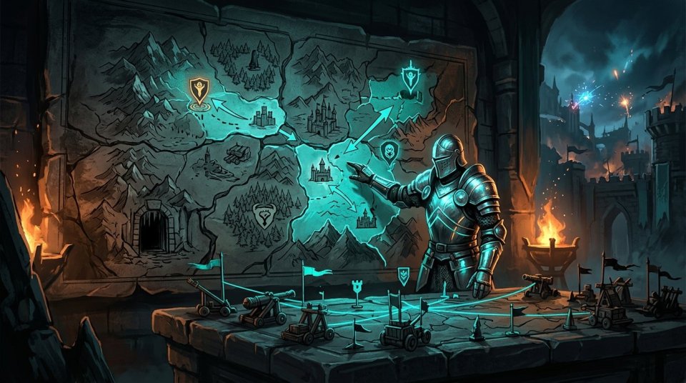 Knight Online harita görevleri için rota planlayan oyuncu
