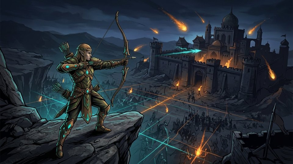 Knight Online PVP savaş alanında menzilini koruyan okçu