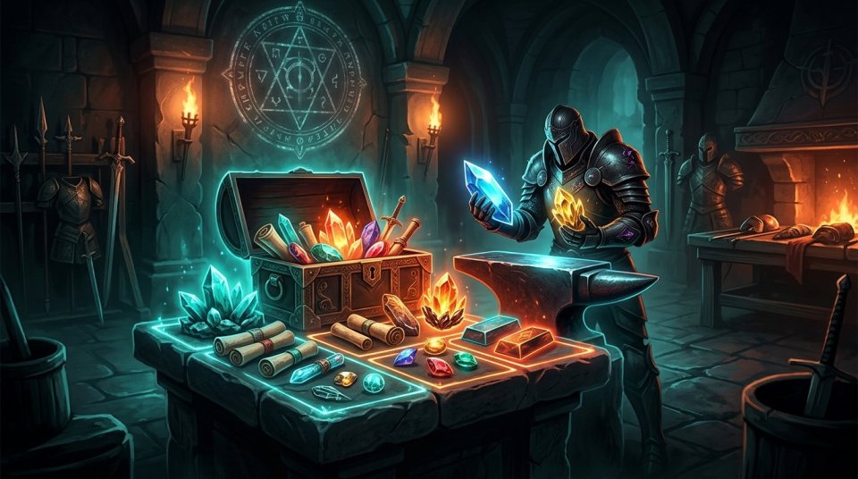 Knight Online upgrade malzemeleri bulunan oyun envanteri