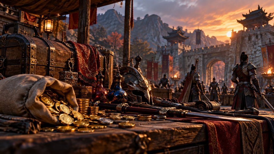 Metin2 PVP ekonomisi için pazar alanında eşya fiyatlarını inceleyen oyuncu