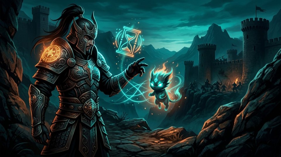 Fantastik MMORPG karakteri yanında pet ile oyun alanında bekliyor
