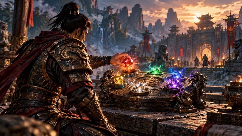 Metin2 PVP simya geliştirme için kristal ve mücevherleri inceleyen oyuncu