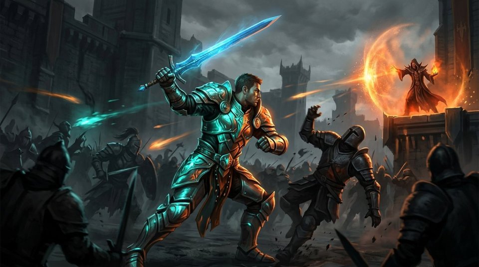 Kalabalık MMORPG savaşında hedef değiştiren oyuncular