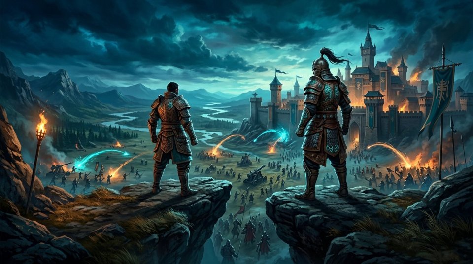MMORPG PVP oynayan oyuncunun mini harita ve savaş alanını takip etmesi