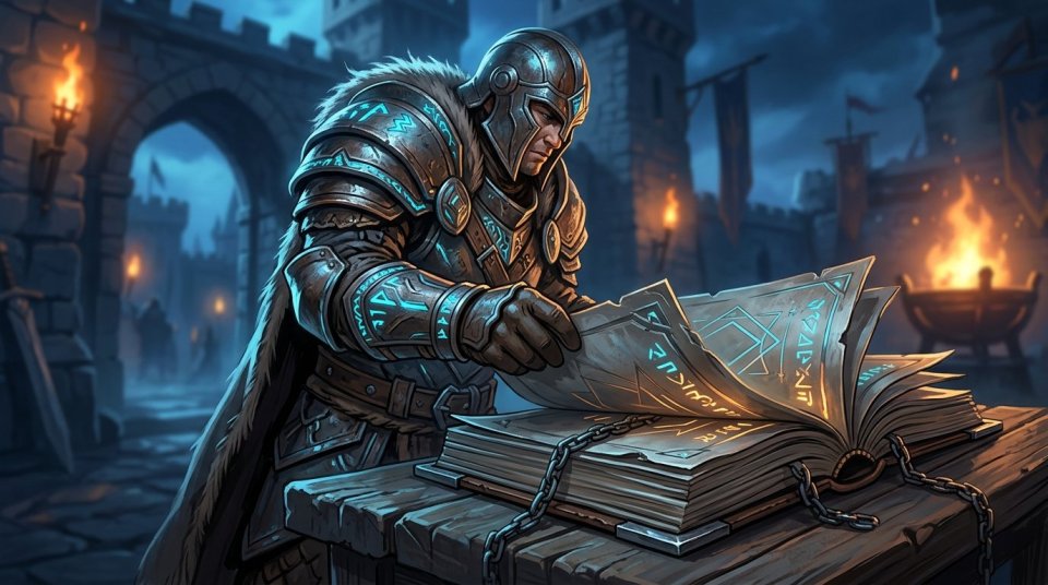 Bilgisayar başında MMORPG PVP sunucu kurallarını inceleyen oyuncu