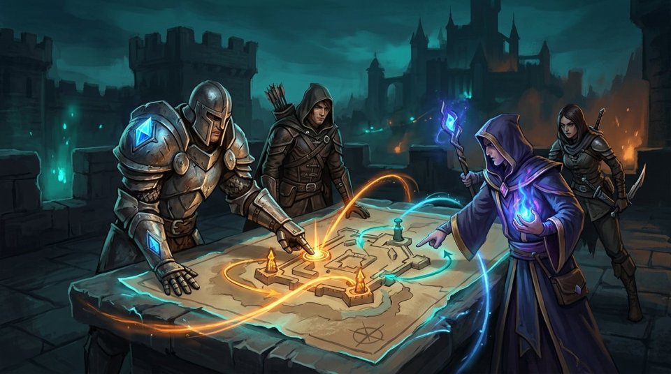 MMORPG PVP savaşında tek hedefe odaklanan takım