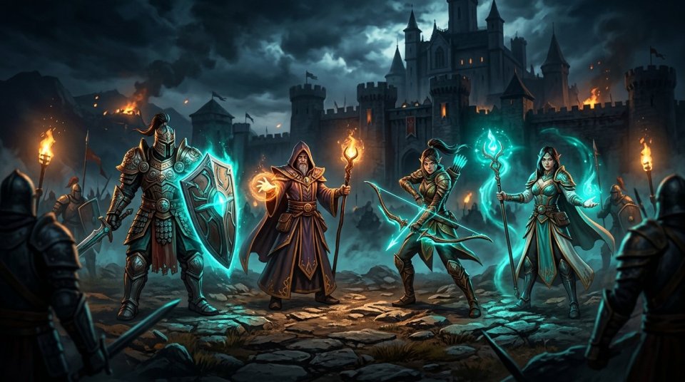 MMORPG PVP takım rolü seçen oyuncuların çevrim içi savaş hazırlığı