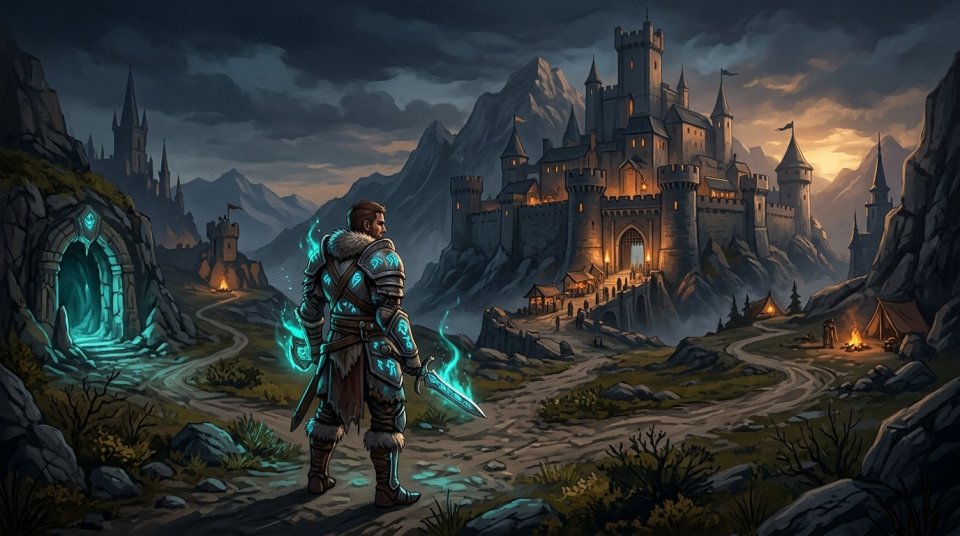 MMORPG’de alt karakter seçimi yapan oyuncu ve oyun ekranı
