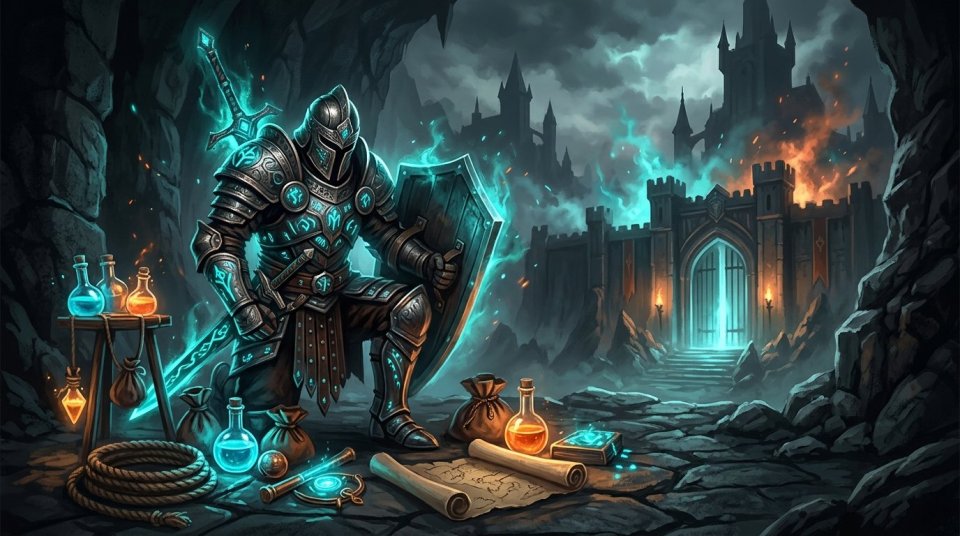 Boss hazırlık listesi kullanan MMORPG oyuncuları grup savaşı öncesi hazırlanıyor