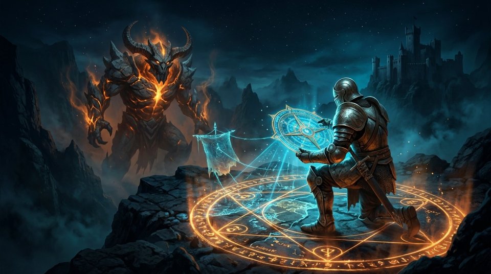 MMORPG boss takibi yapan oyuncunun bilgisayar ve not düzeni