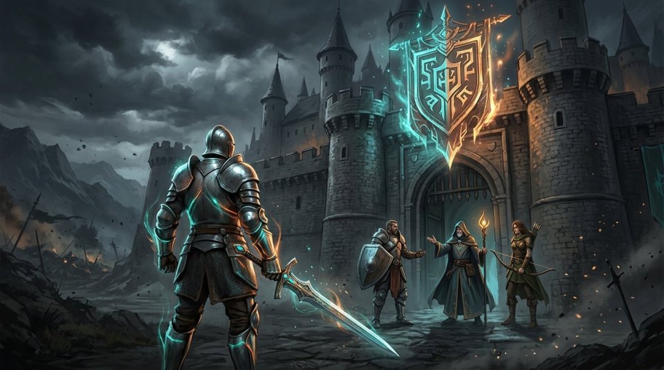 MMORPG guild üyelerinin oyun içi toplantı için bir araya gelmesi