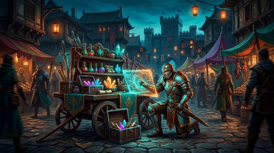 MMORPG’de bir oyuncunun şehir meydanında offline shop kurarak eşya fiyatı belirlemesi