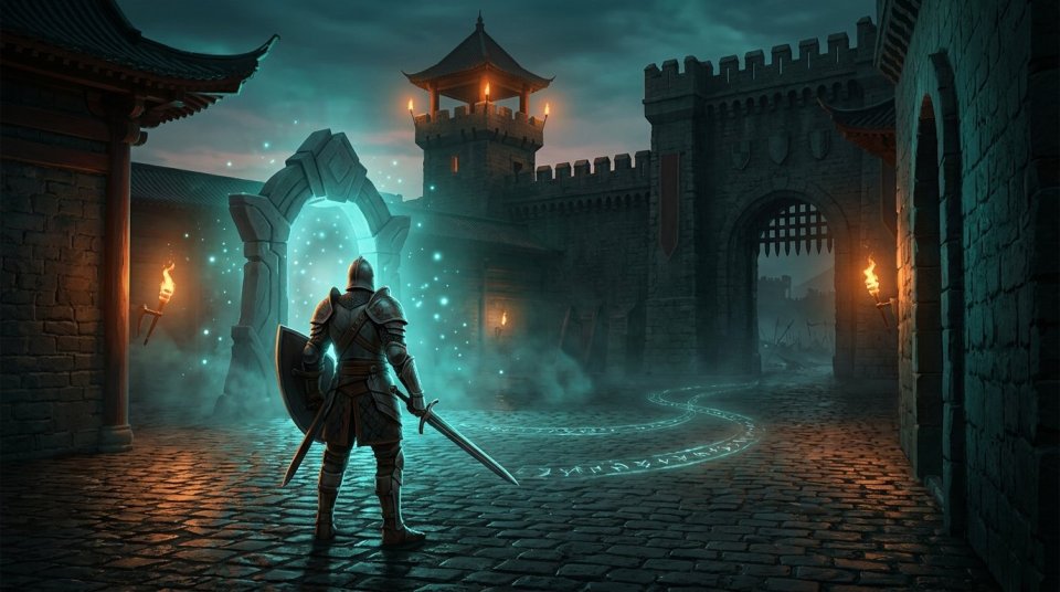Bilgisayar başında MMORPG sunucusunun kurallarını ve güvenlik bilgilerini inceleyen oyuncu