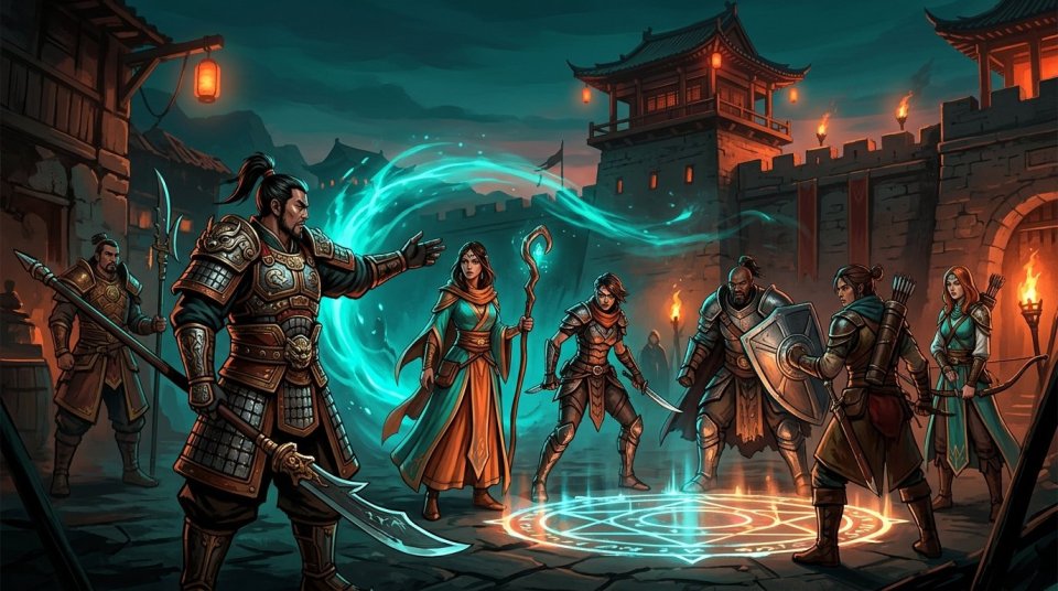 Silkroad PVP party içinde farklı rolleri üstlenen oyuncular