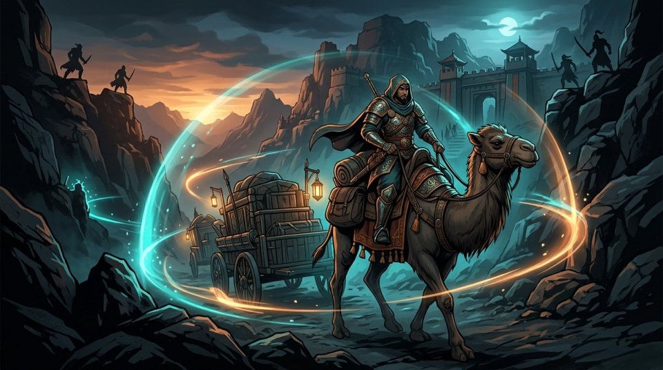 Silkroad PVP’de trade kervanı için şehir çıkışında hazırlanan yük arabası