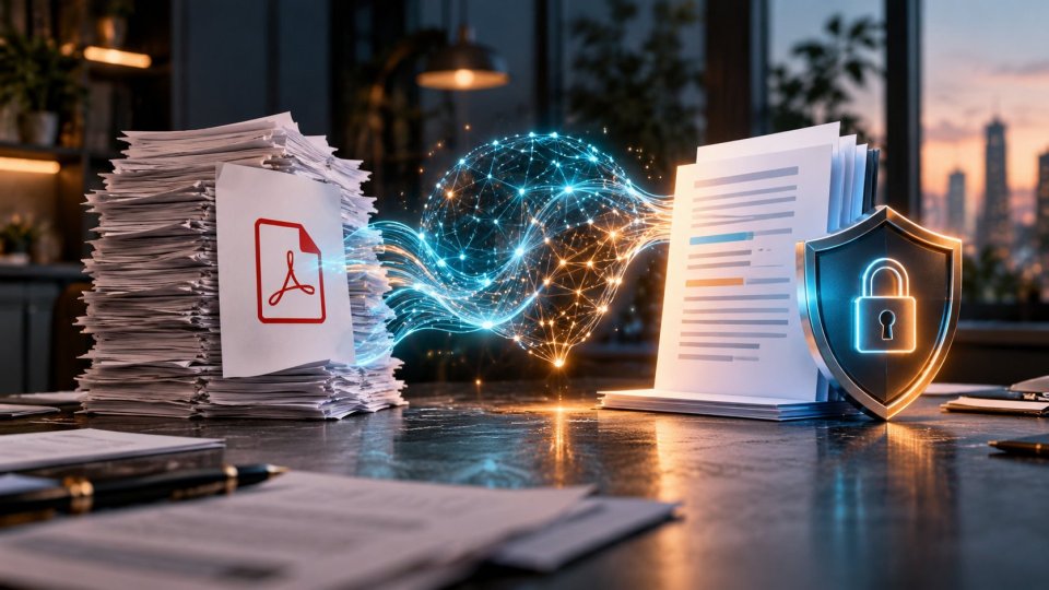 PDF özetleme yapan kullanıcının belge gizliliğini kontrol ettiği çalışma masası